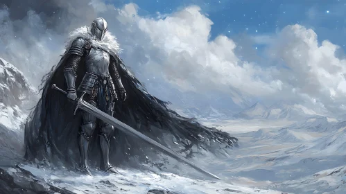 Armored Knight with Greatsword in Winter