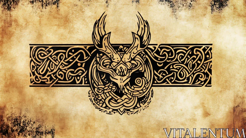 Golden Celtic Ornament on Textured Background AI Image