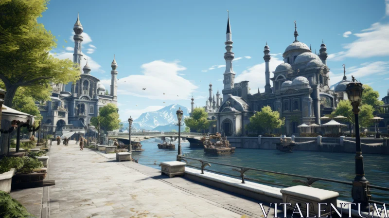 Fairytale City Rendered in Unreal Engine 5 with Neoclassical and Ottoman Art Influences AI Image