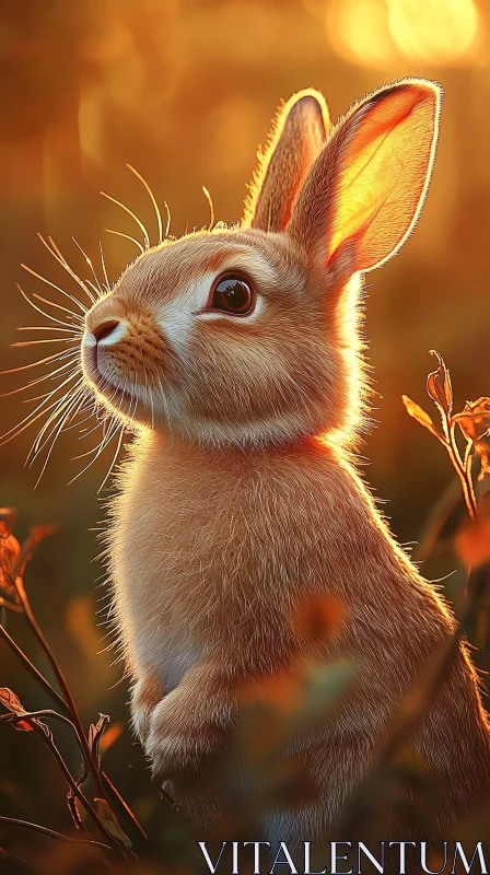 Warm Glowing Bunny Portrait AI Image