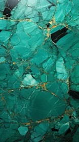 Green Marble with Gold and Black Textures - Abstract Artwork