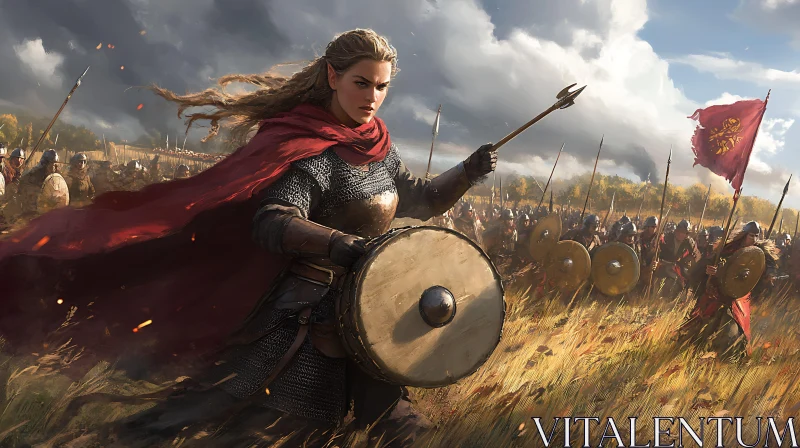 AI ART Female Warrior in Battle