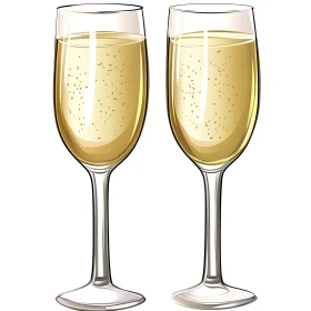 Two Champagne Glasses Toasting Celebration