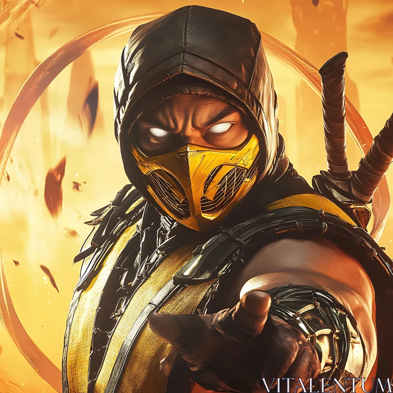 Fierce Masked Fighter Illustration AI Image