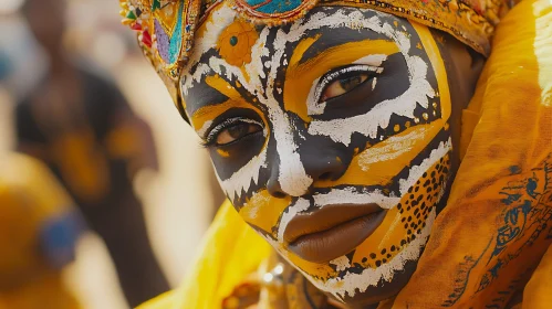 Yellow Face Paint Art Portrait