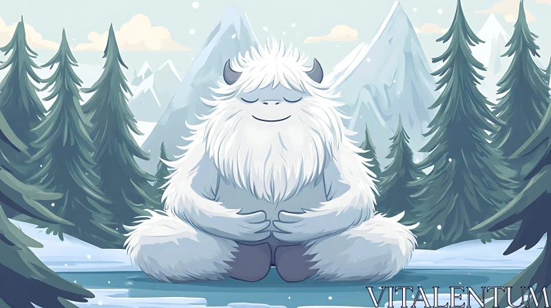 AI ART Zen Yeti in Snowy Mountains