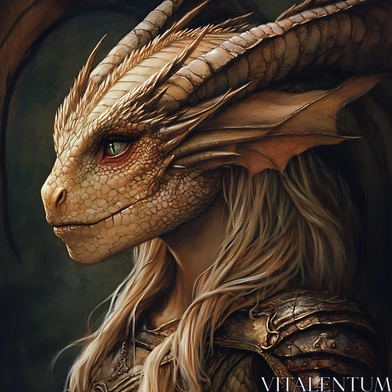 AI ART Dragon Kin Portrait with Blonde Hair