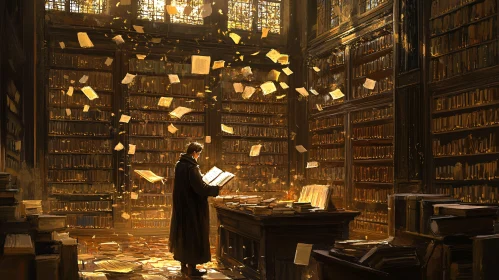 Ancient Library and Magical Books