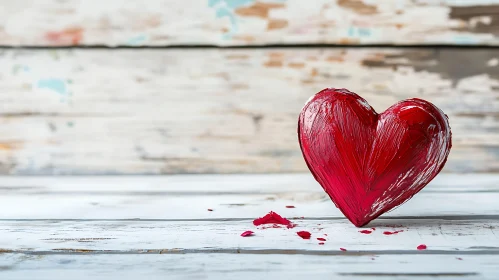 Heart Sculpture on Distressed Wood