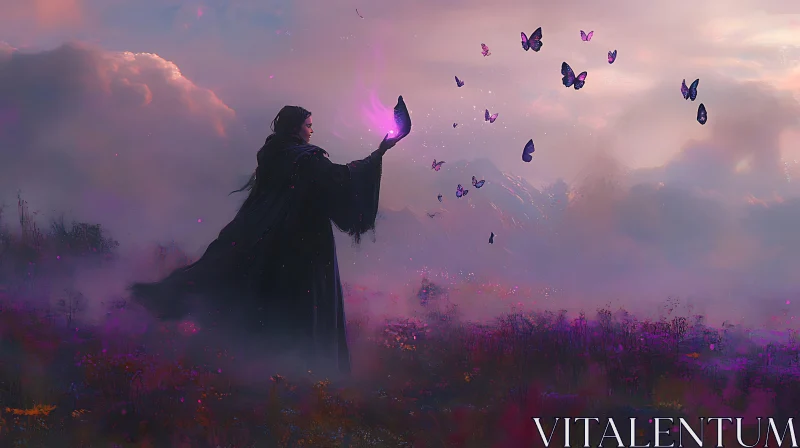 AI ART Mystical Butterfly Release at Twilight