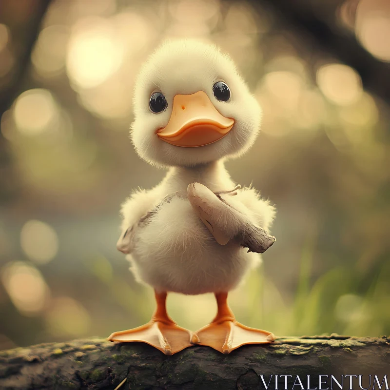 Fluffy Duckling Close-Up AI Image