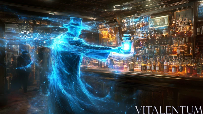 AI ART Glowing Ghostly Figure at the Bar