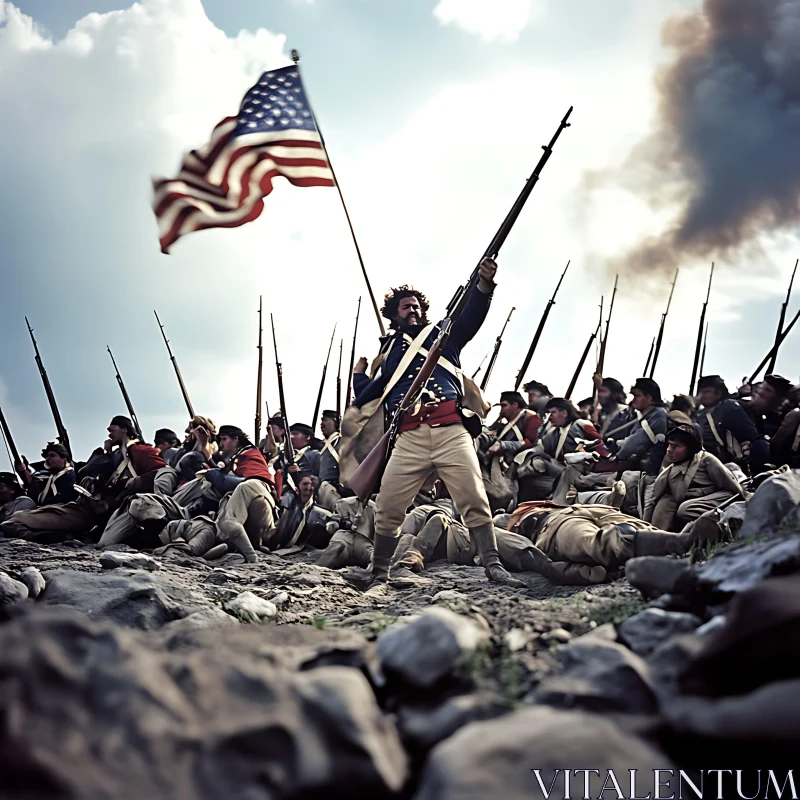 Patriotic Stand on the Battlefield AI Image