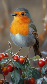 Winter Robin and Berries