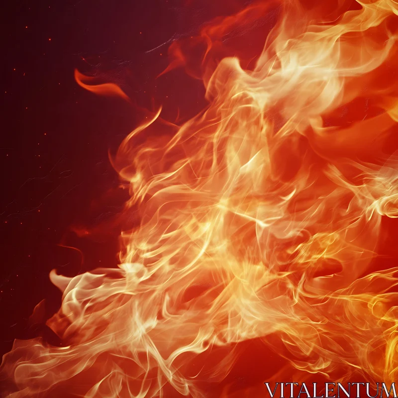 Intense Flames Against Dark Background AI Image