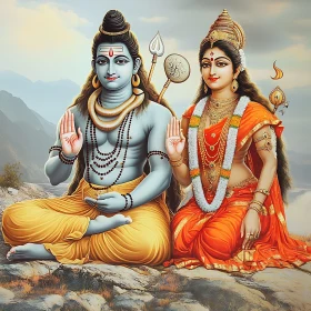 Hindu Gods Shiva and Parvati Artwork
