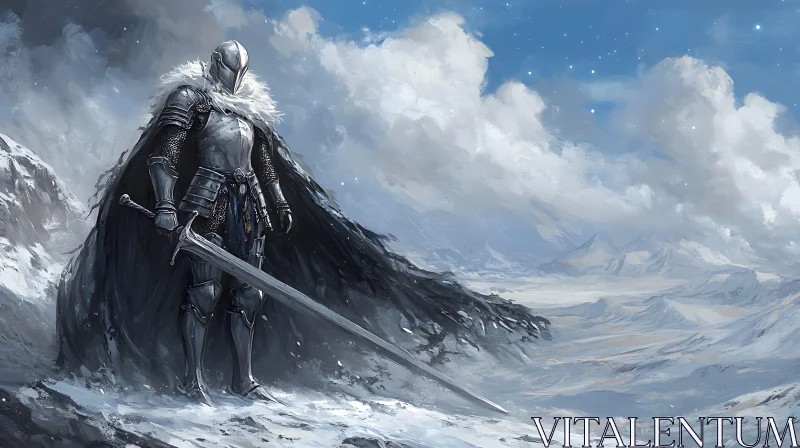 AI ART Armored Knight with Greatsword in Winter