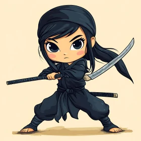 Cute Ninja Cartoon Character