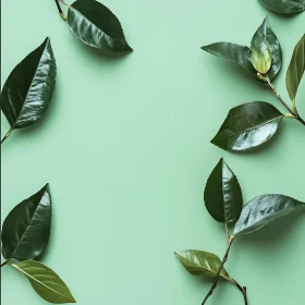 Botanical Green Leaves Composition