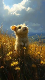 Hamster Among Sunlit Flowers