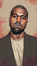 Stylized Kanye West Portrait in Pop Art