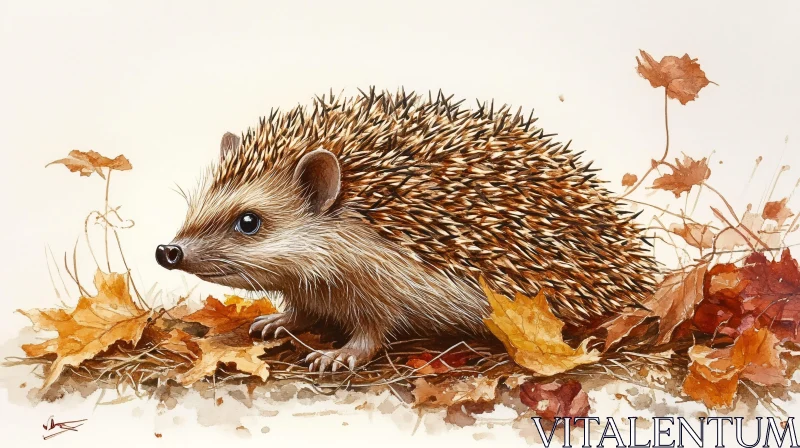 Hedgehog in a Fall Setting AI Image