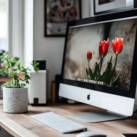 Contemporary Office Desk Setup with Computer