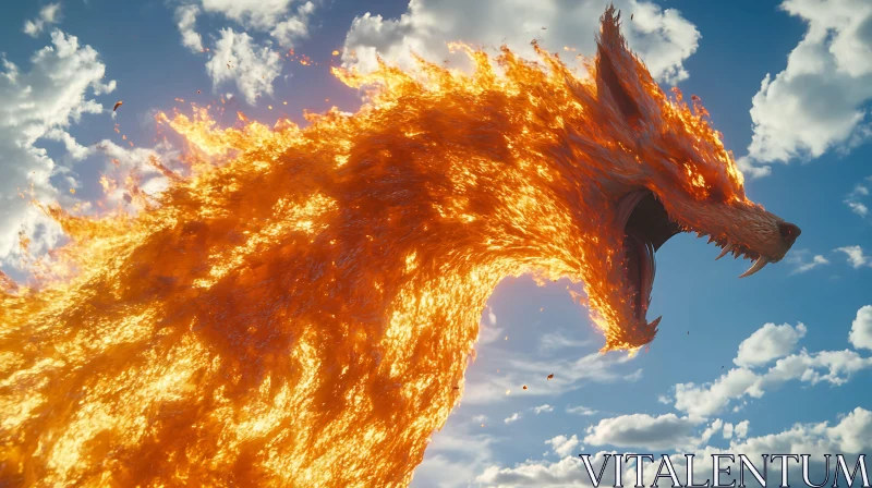 Inferno Dragon Roaring in the Sky AI Image