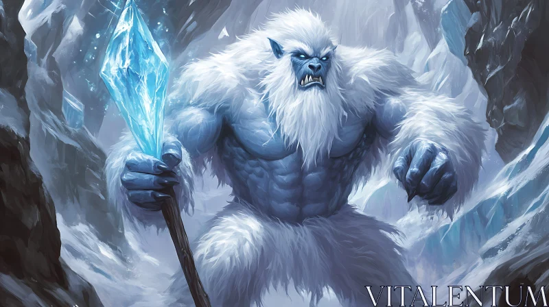 Icy Yeti with Crystal Scepter AI Image