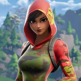 Female Character with Red Hoodie