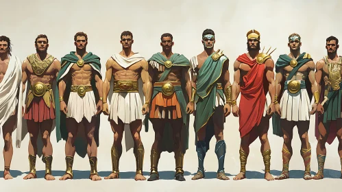 Lineup of Ancient Greek Warriors