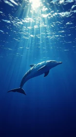 Dolphin in Sunlit Ocean