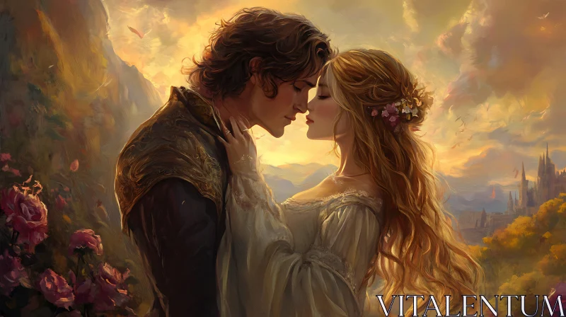 AI ART Golden Hour Romance: A Couple's Intimate Moment