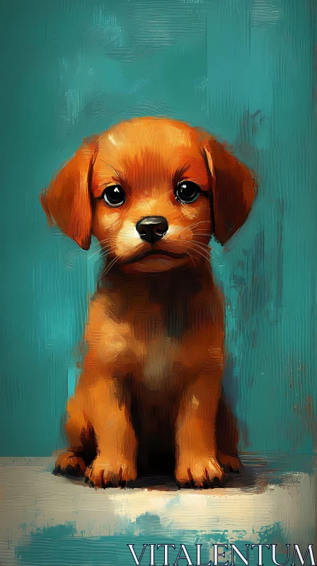 Adorable Golden Brown Puppy Artwork AI Image