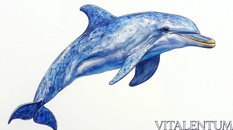 AI ART Artistic Dolphin in Blue Tones