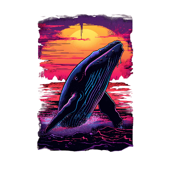 Whale Breaching at Sunset Art Tee POD Design