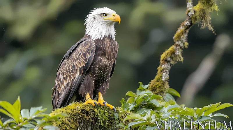 AI ART Bald Eagle Perched in Nature