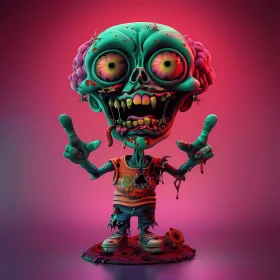 3D Rendered Cartoon Zombie with Outstretched Arms