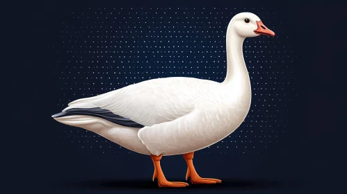 White Goose Art with Dotted Background