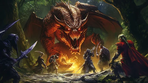 Epic Confrontation: Dragon versus Warriors