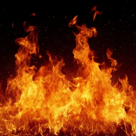 Fiery Blaze Against Black Background
