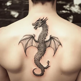 Serpentine Dragon Tattoo on Back