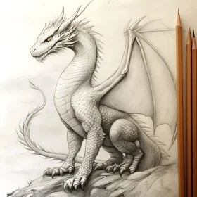 Detailed Dragon Sketch Mythical Creature Art