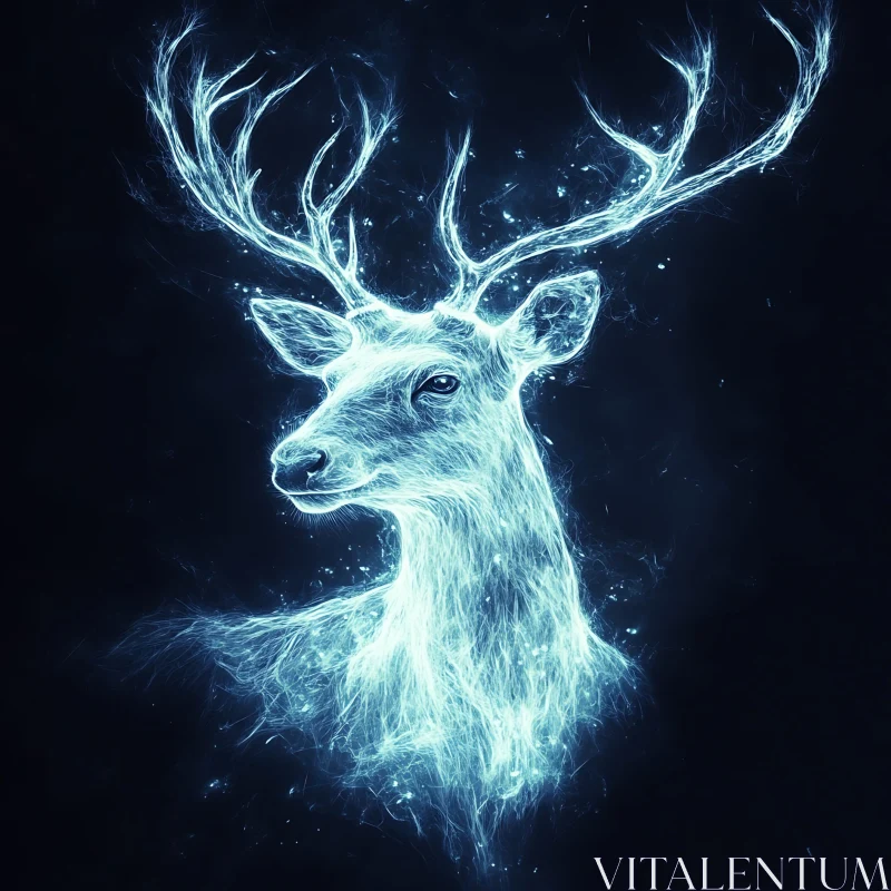 AI ART Luminous Deer in the Night