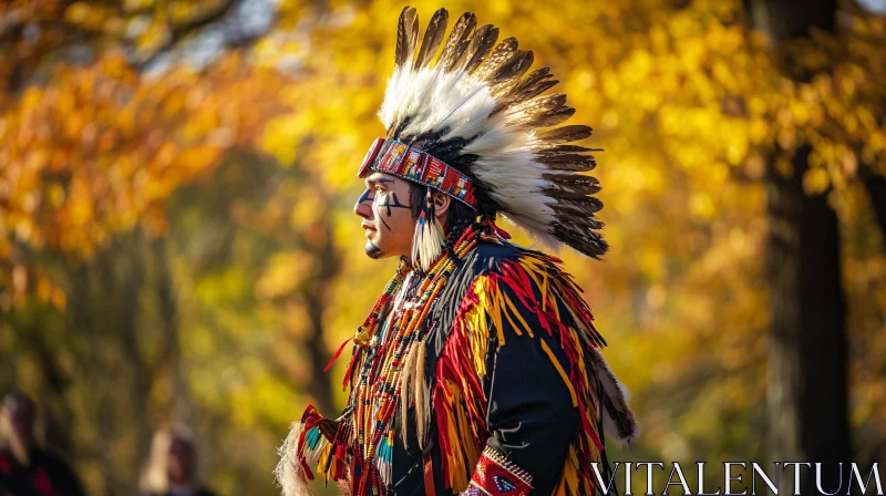 AI ART Man in Feathers: A Native American Portrait