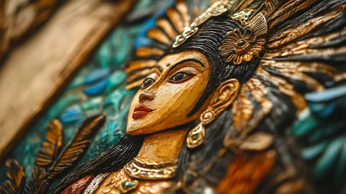 Ornate Woman Sculpture Close-Up