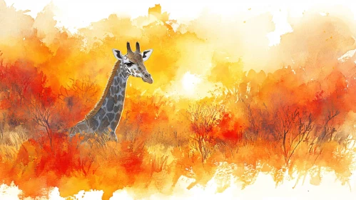 Watercolor Giraffe Art