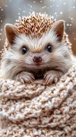 Charming Hedgehog Cuddled in Yarn