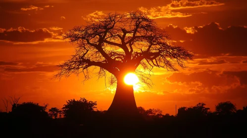 Sunset Tree Silhouette