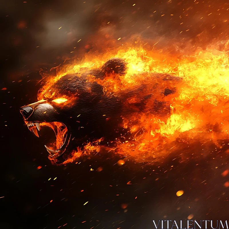 Inferno Bear - The Beast in Flames AI Image